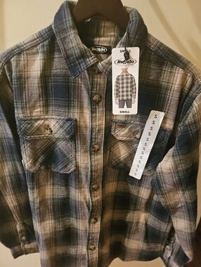 Buffalo David Bitton Blue and Tan Plaid Button-Down Shirt